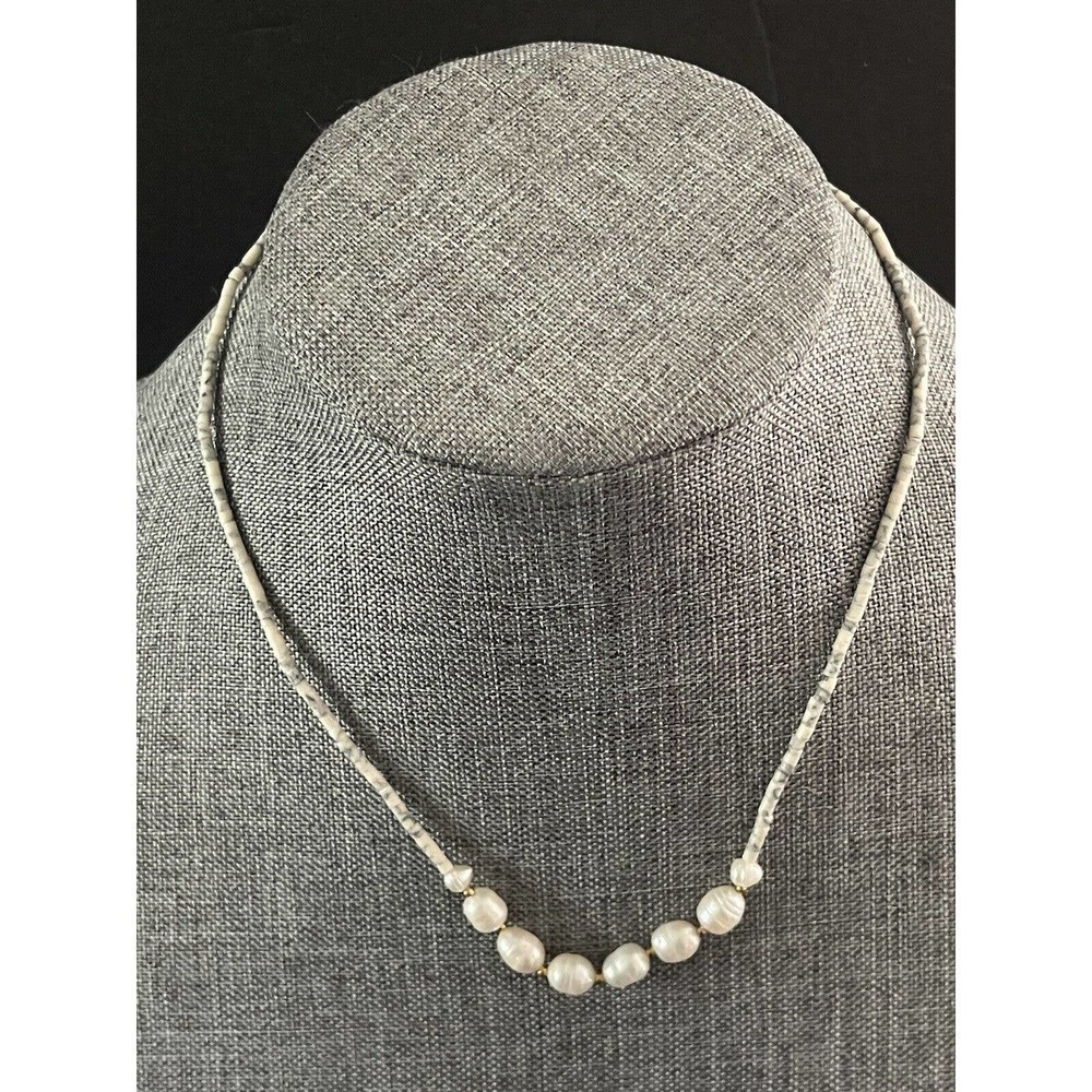Fresh Water Pearl Gray Beige Bead Cocktail Evening Wear Casual 18” Necklace
